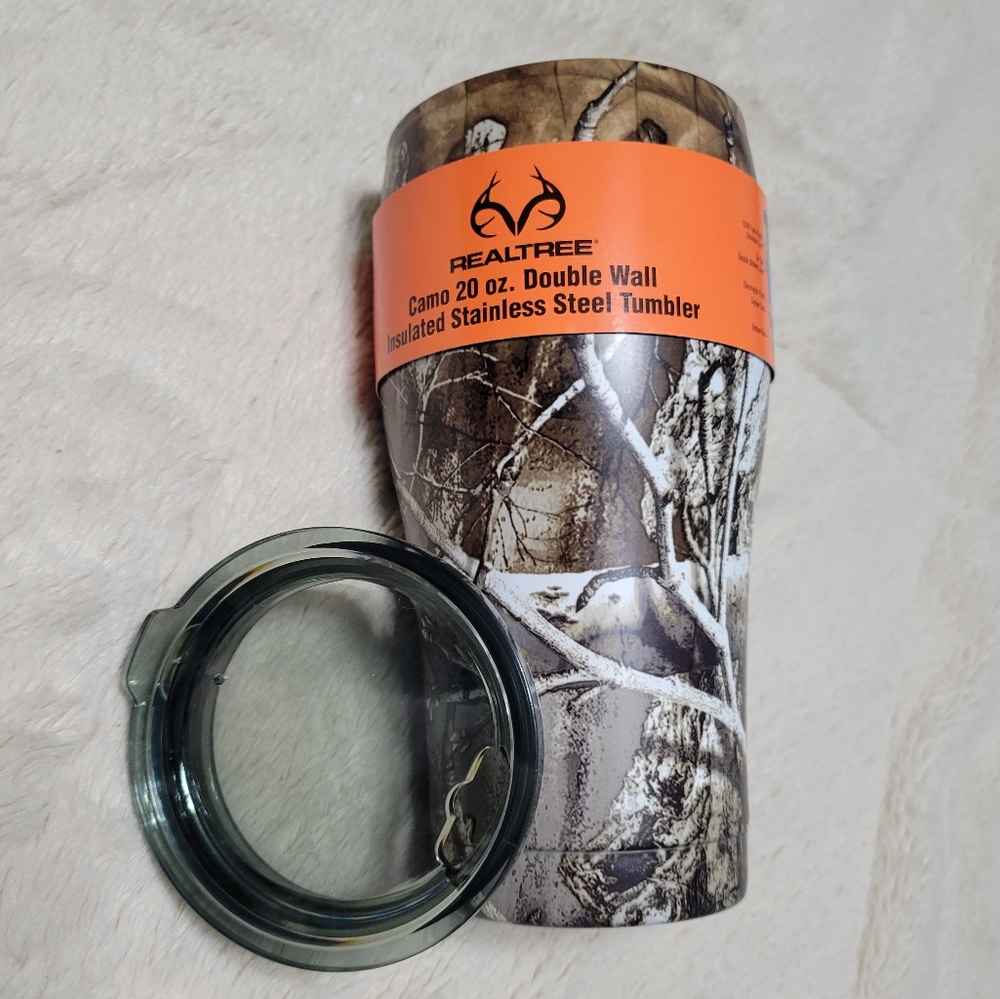 Realtree Camo Double Wall Insulated Stainless Steel Tumbler 20oz with Lid